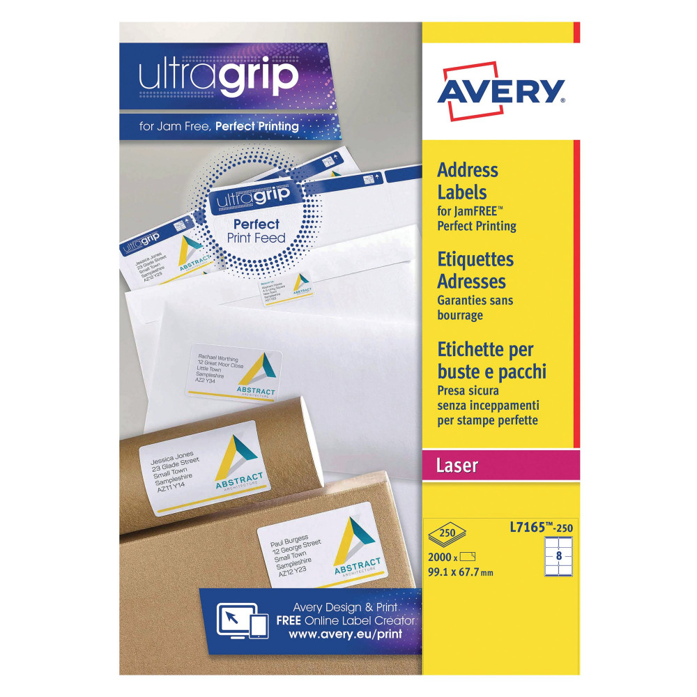 AVERY LSR ADD LBLS WHT 8L/SHT BX 250