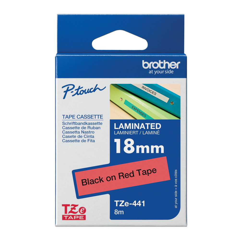 BROTHER TZE TPE 18MMX8M BLK/RED TPE