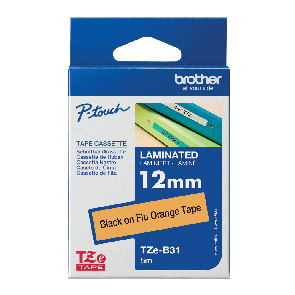 BROTHER TZE TPE 12MMX8M BLK/ORG TPE