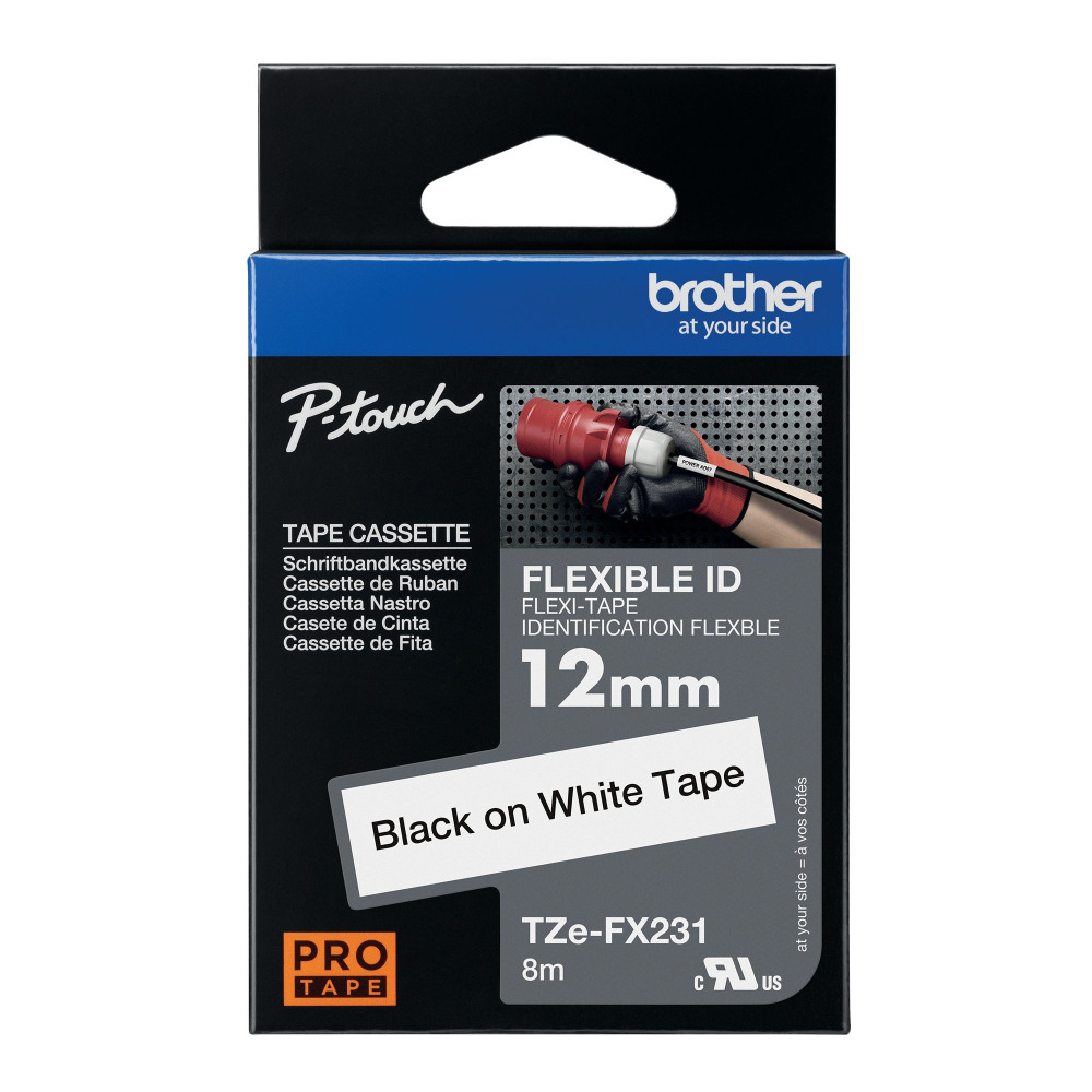 BROTHER TZE TPE 12MMX8M BLK/WHT