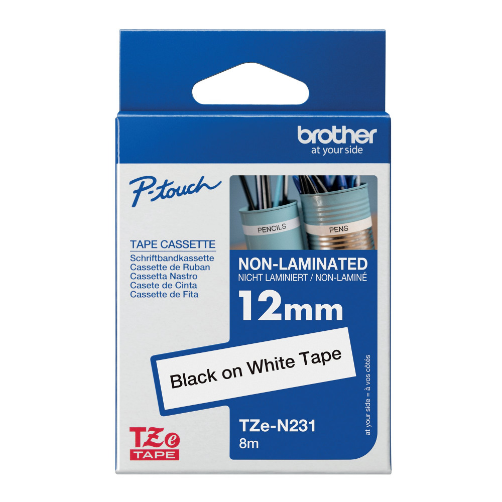 BROTHER TZE N-L TPE 12MM BLK/WHT TPE