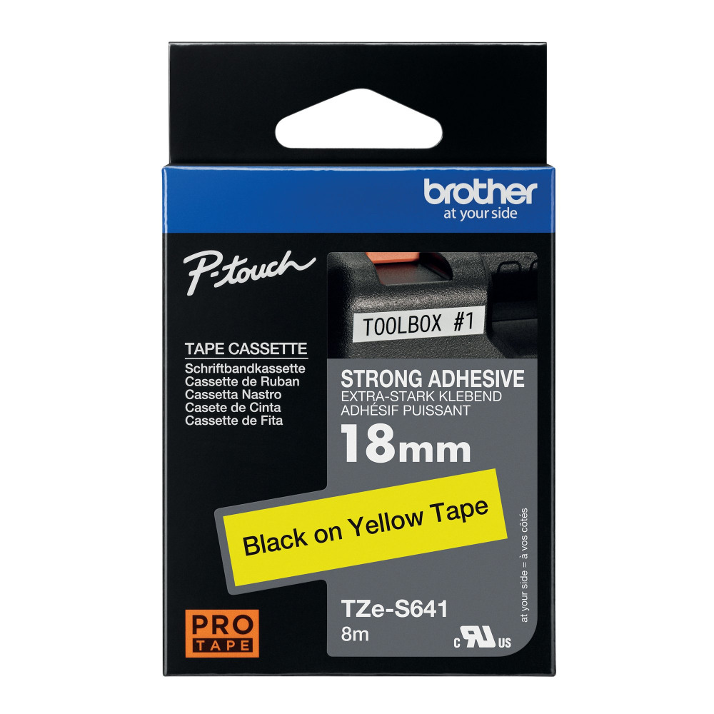 BROTHER TZE TPE 18MMX8M BLK/YLW TPE