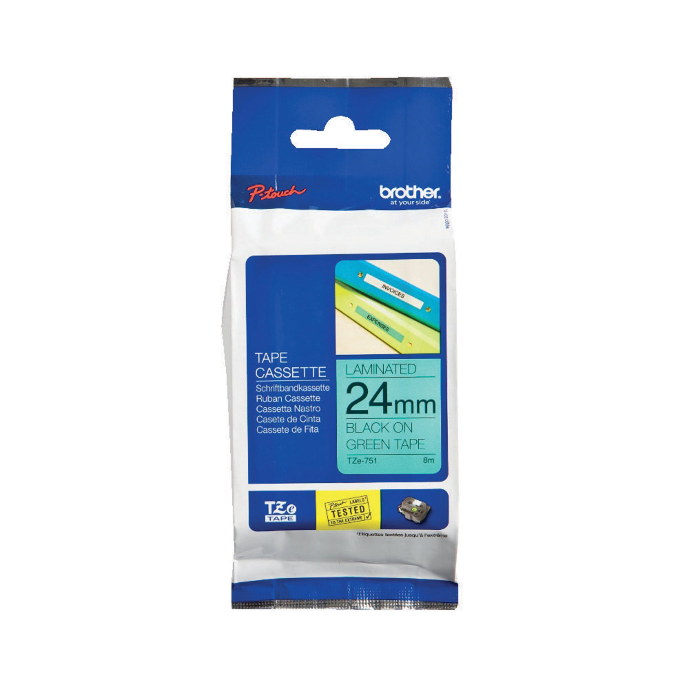 BROTHER TZE TPE 24MMX8M BLK/GRN TPE