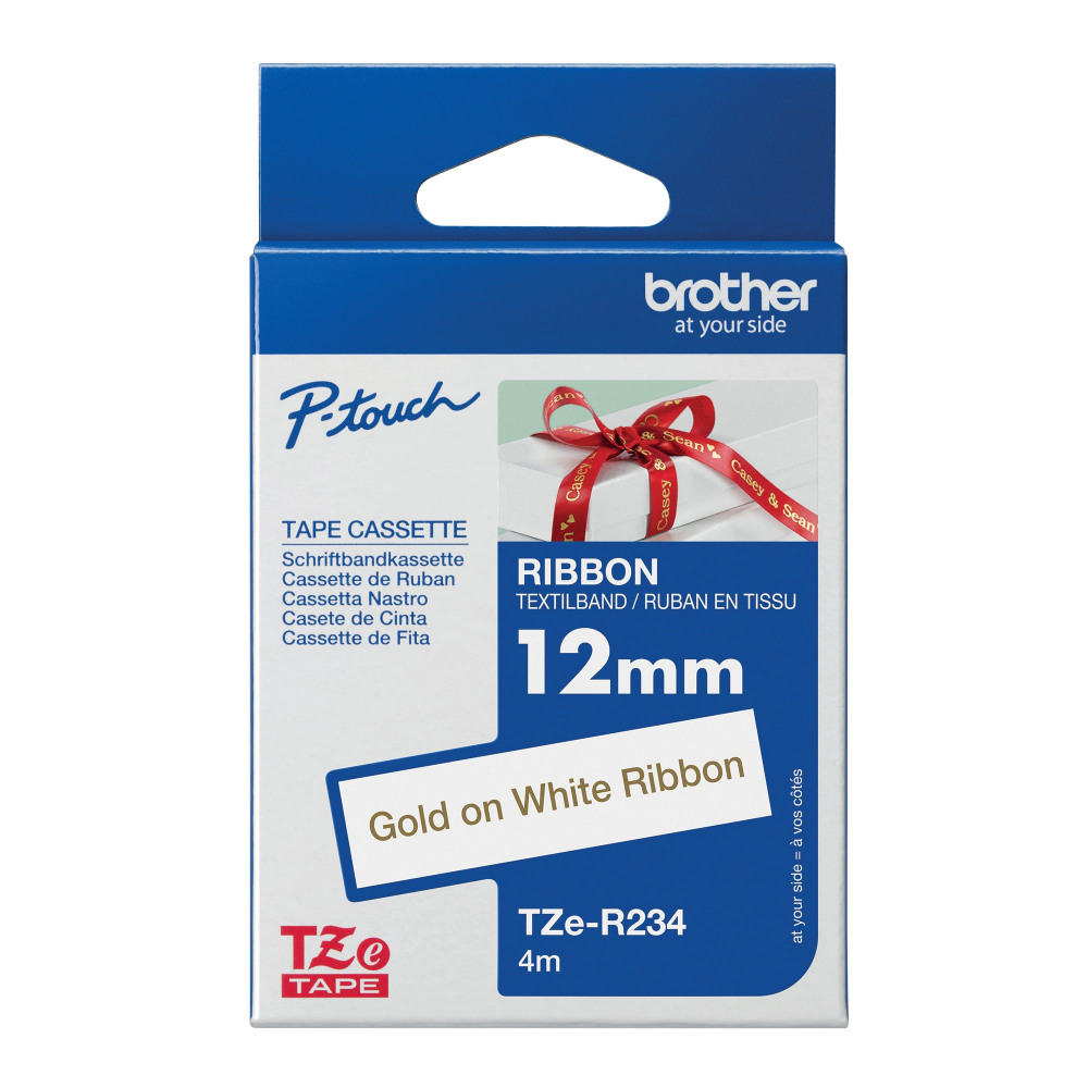 BROTHER TZE RIBBON TPE 12MM GOLD/WHT