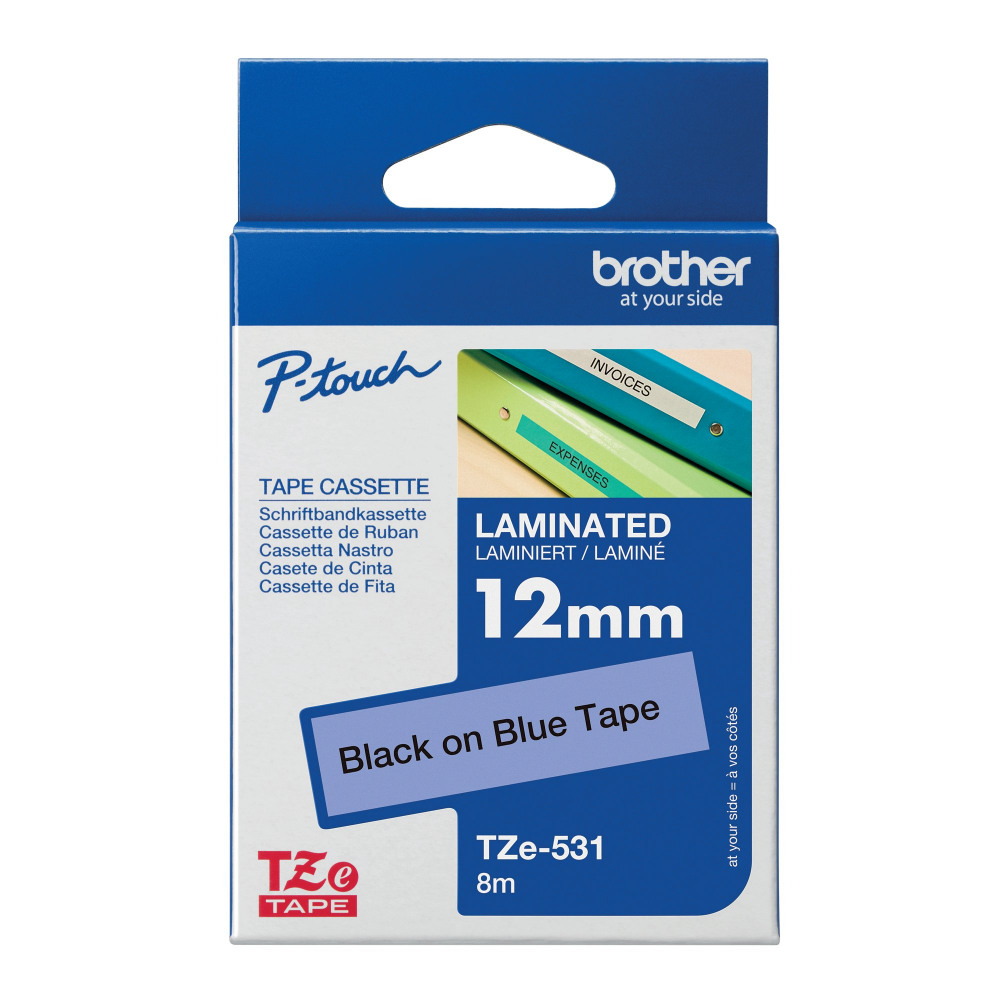 BROTHER TZE TPE 12MMX8M BLK/BLUE TPE