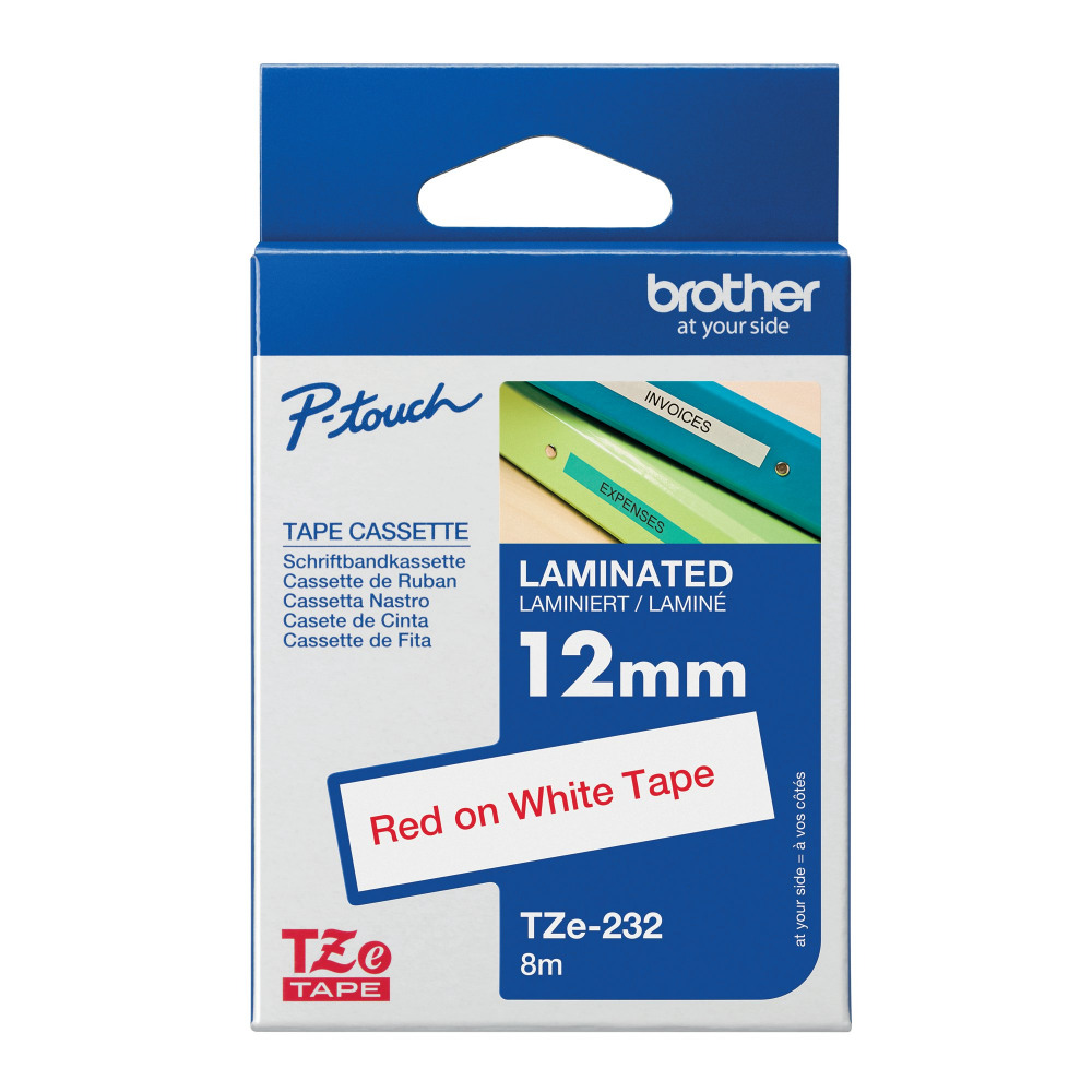 BROTHER TZE TPE 12MMX8M RED/WHT TPE