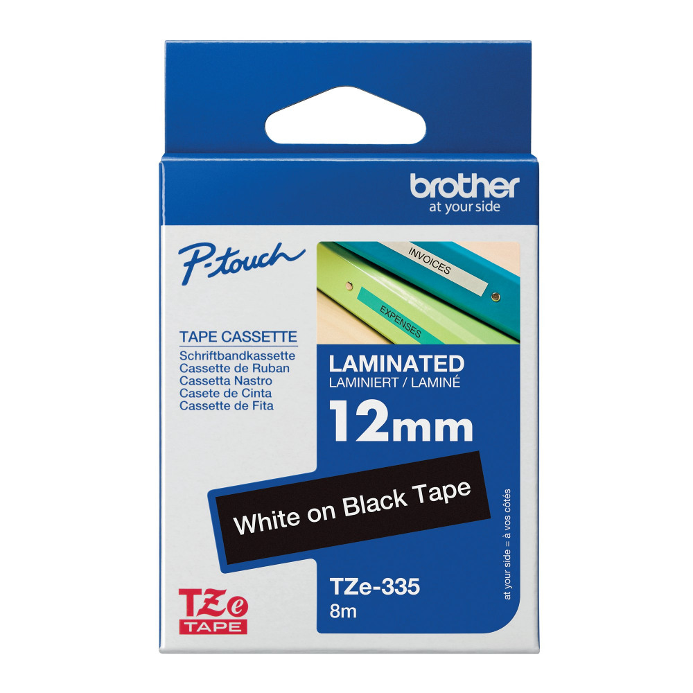 BROTHER TZE TPE 12MMX8M WHT/BLK TPE