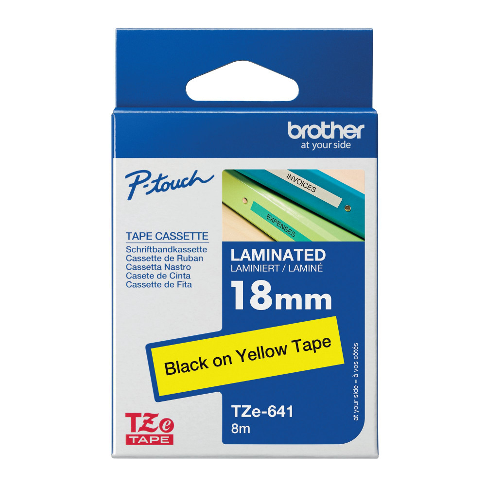 BROTHER TZE TPE 18MMX8M BLK/YLW TPE