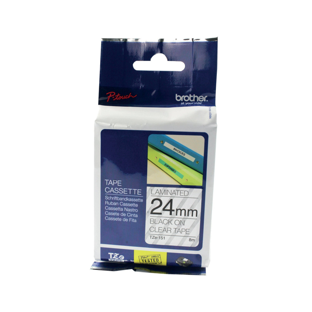 BROTHER TZE TPE 24MMX8M BLK/CLR TPE