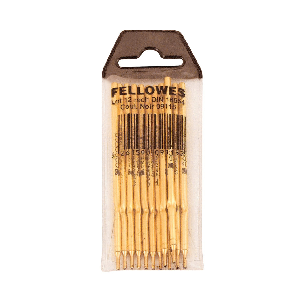 FELLOWES BALLPEN REFILL BLACK PK12