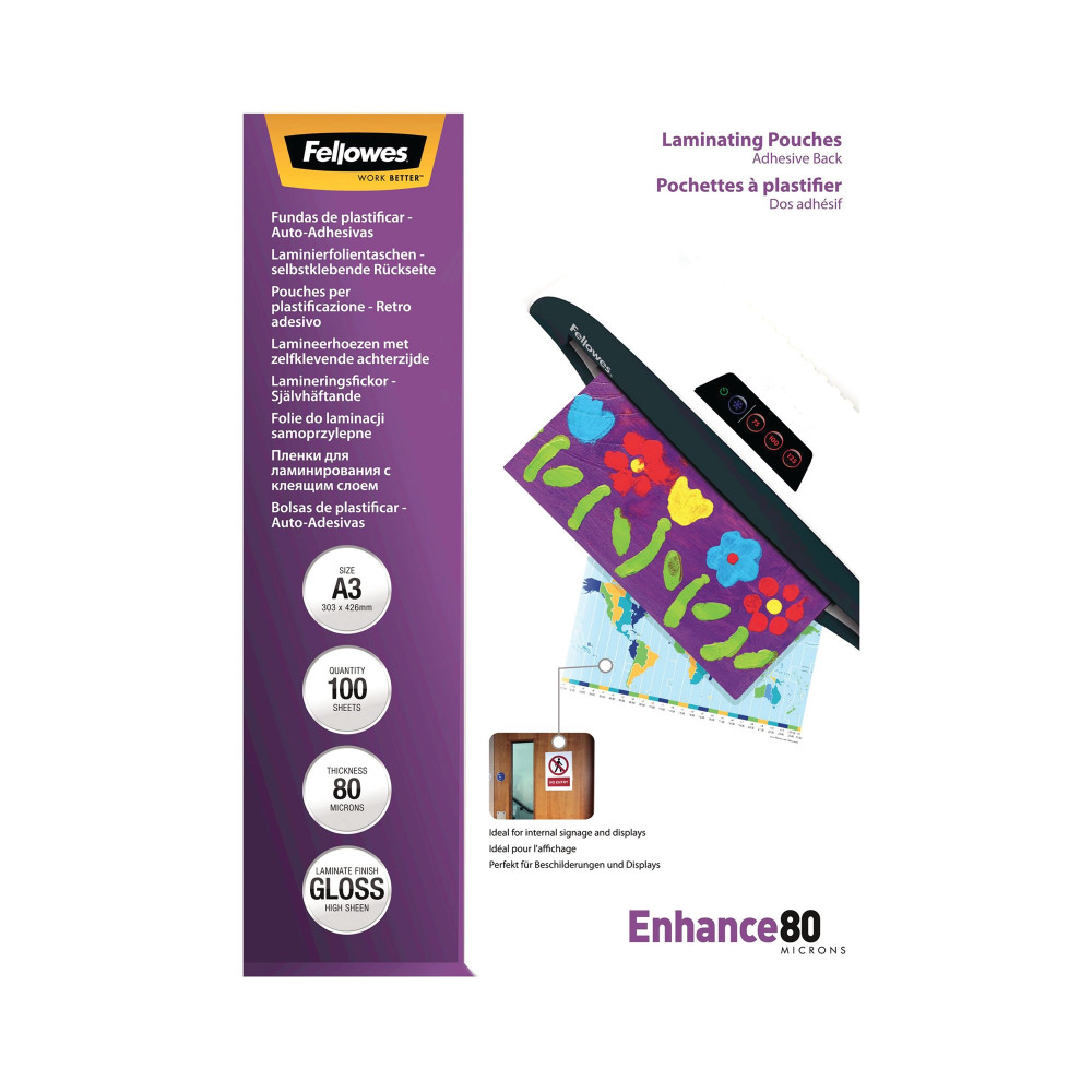 FELLOWES A3 LAMG POUCH 80M PK100