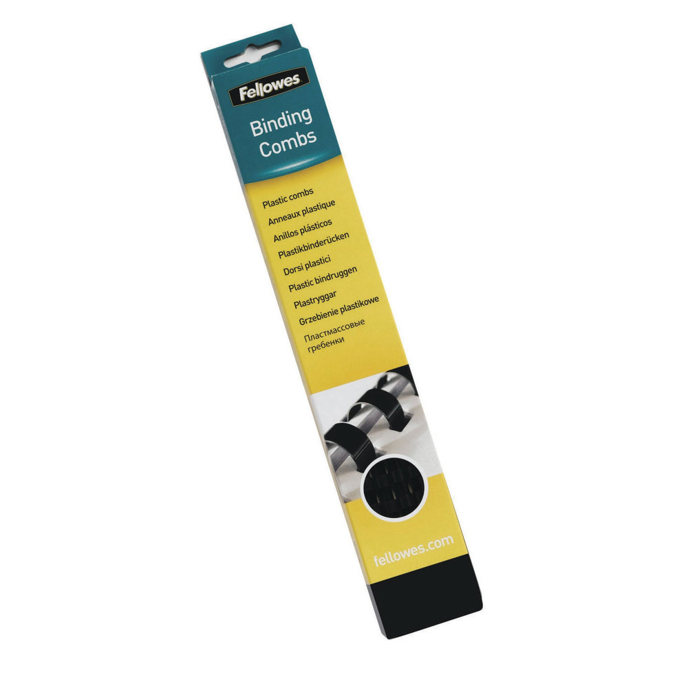 FELLOWES 16MM BLACK BIND COMB PK100