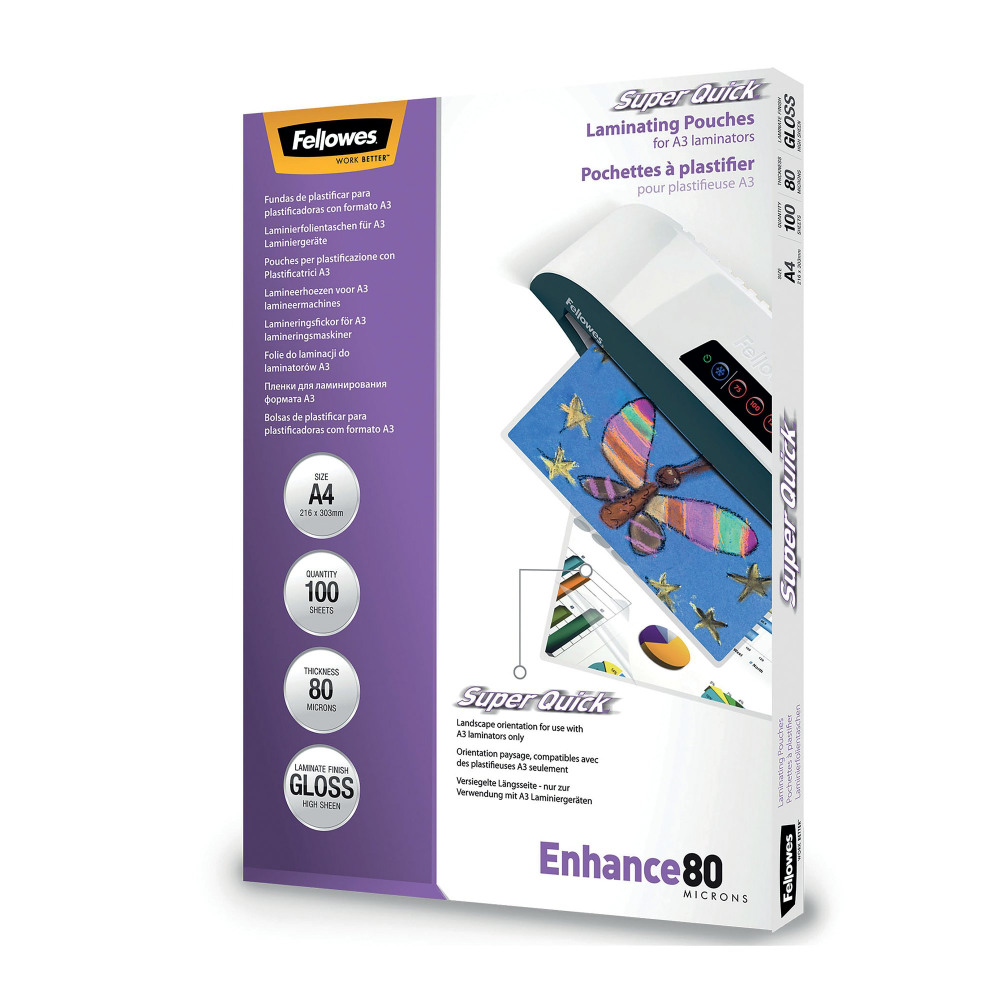 FELLOWES A4 QUICK LAM POUCH PK100