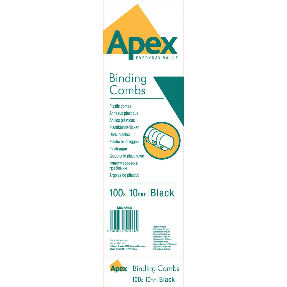 FELLOWES APEX BLK COMB 10MM PK100