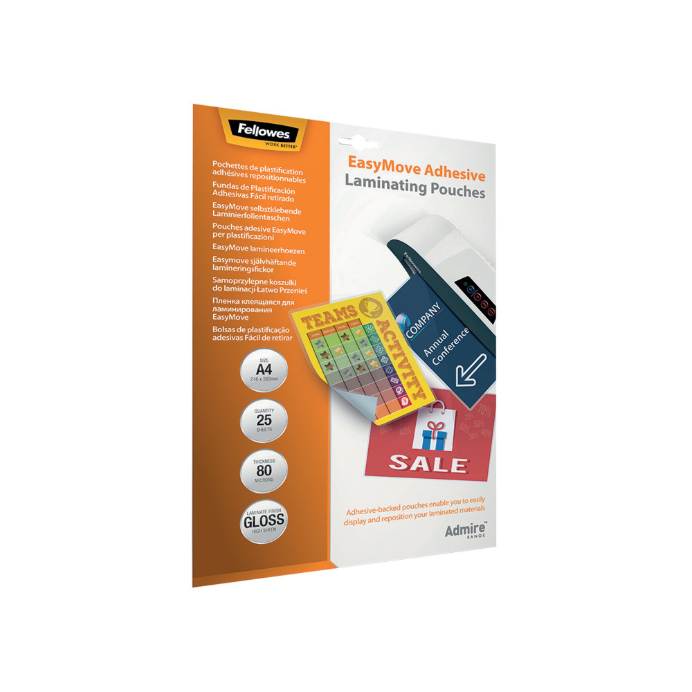 FELLOWES EASYMOVE ADH POUCH A4 PK25