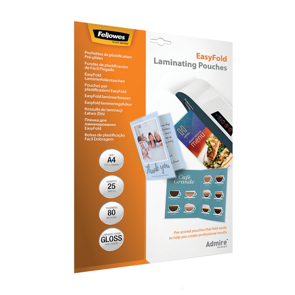 FELLOWES EASYFOLD LAM POUCH A4 PK25