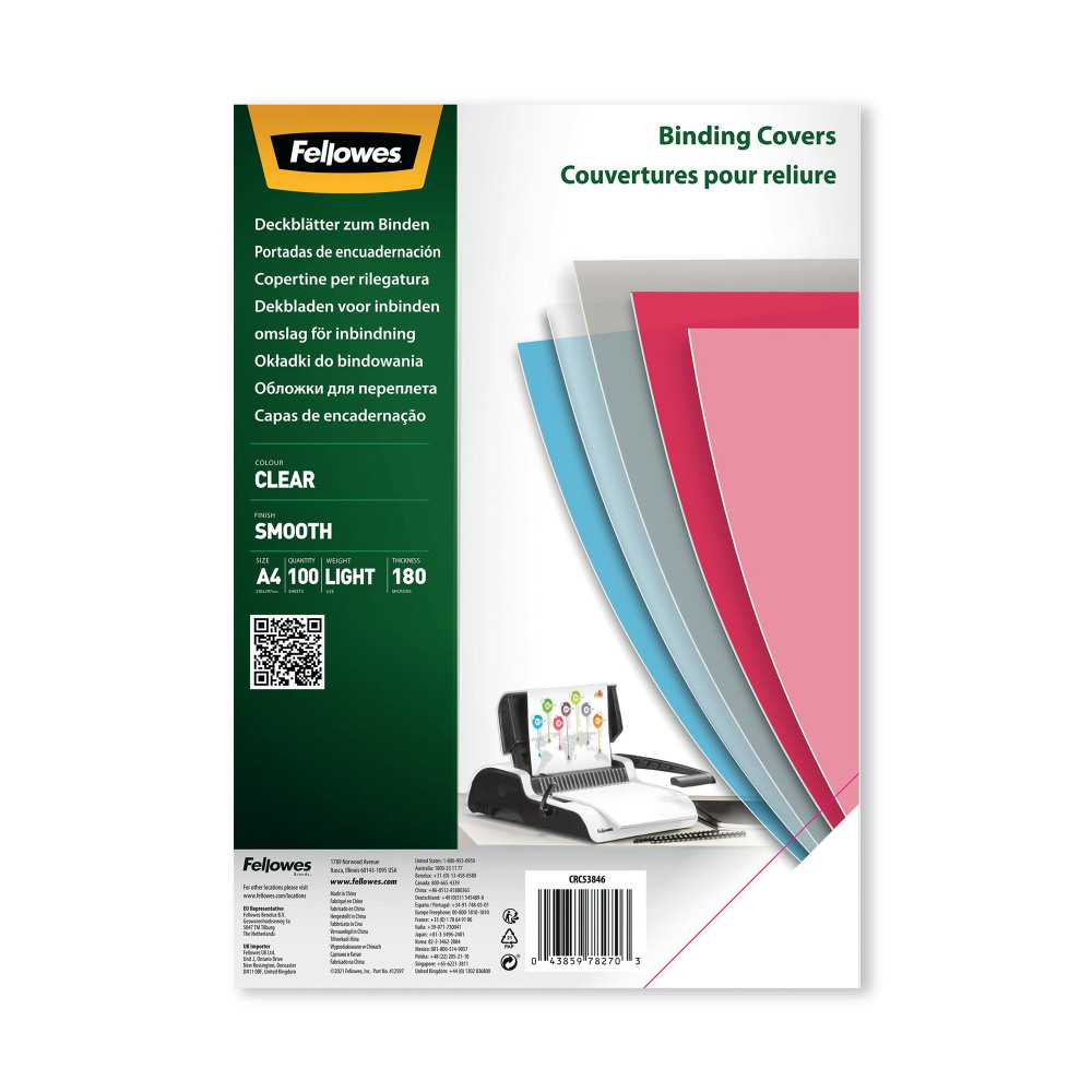 FELLOWES BNDG COVERS 180M PET PK100