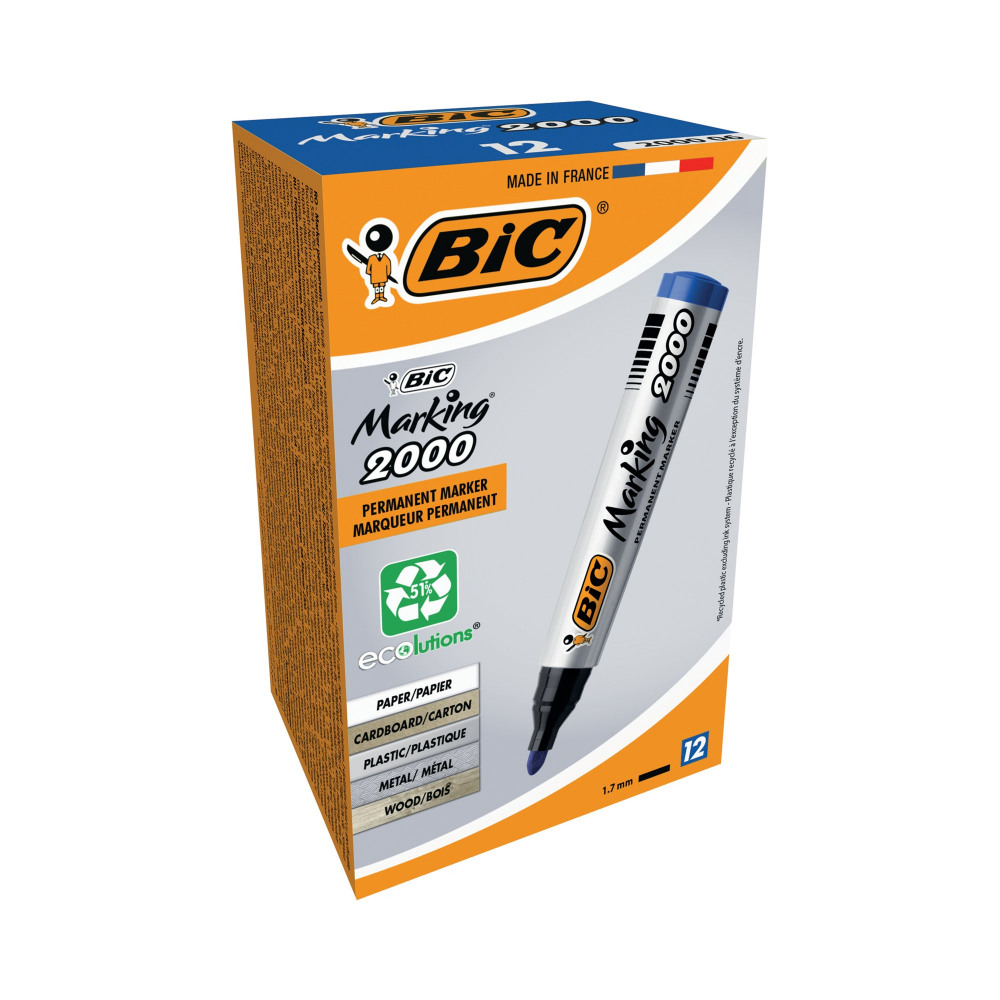 BIC 2000 MARKER BULLET TIP BLUE PK12