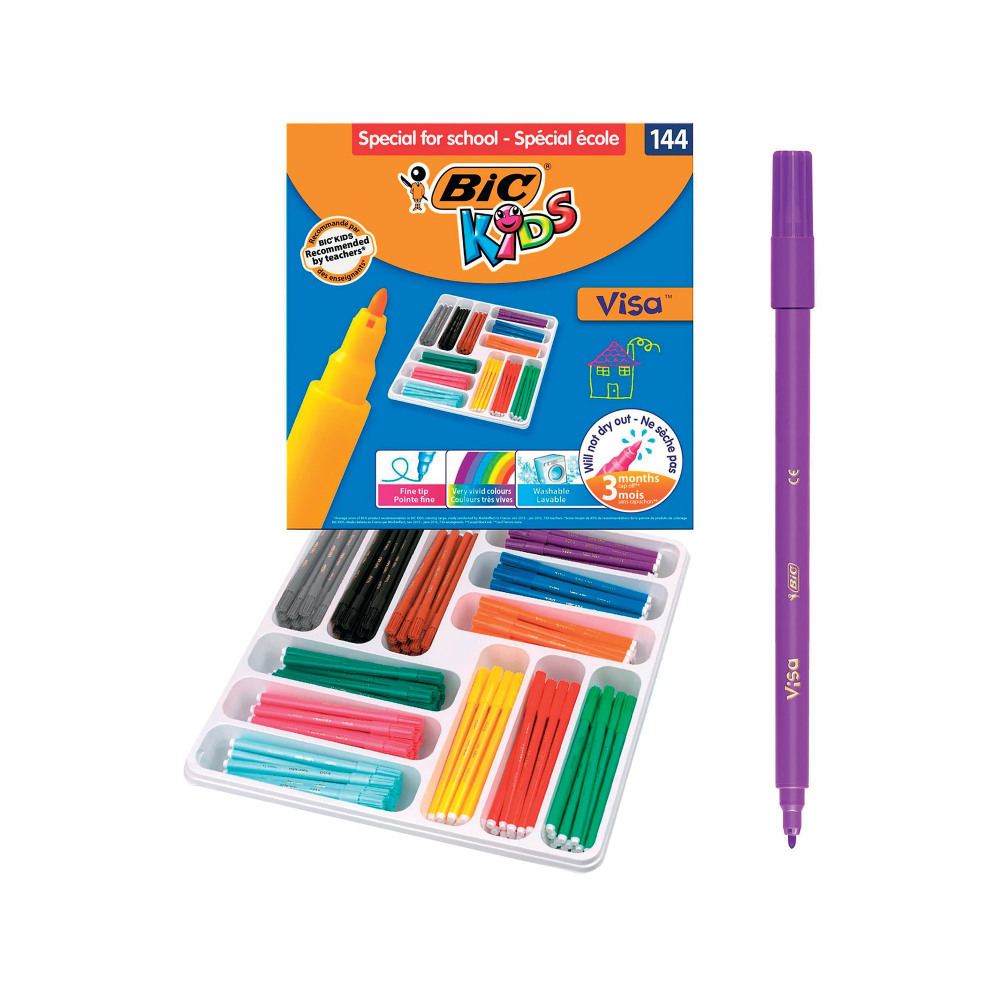 BIC VISA COL FELT TIP PEN FINE PK144