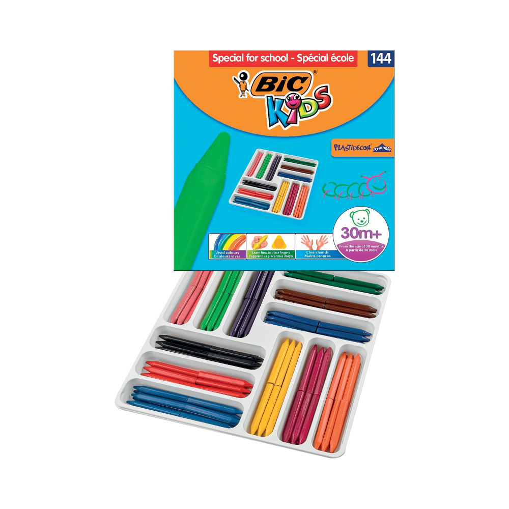 BIC PLASTIDECOR CRAYONS AST PK144