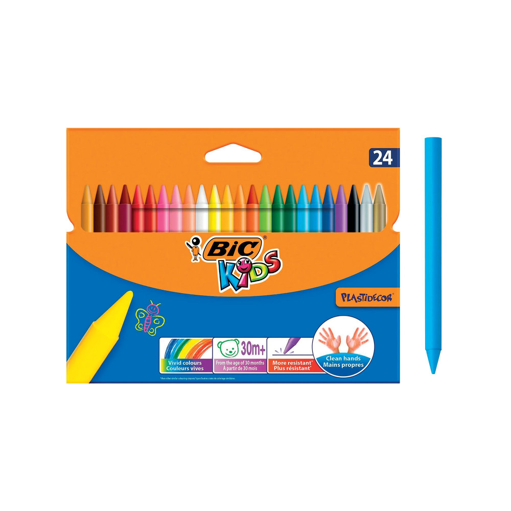 BIC PLASTIDECOR CRAYONS AST PK24