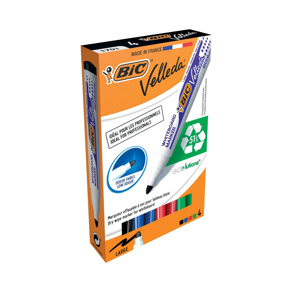 BIC VELLEDA 1701 MARKERS AST PK4
