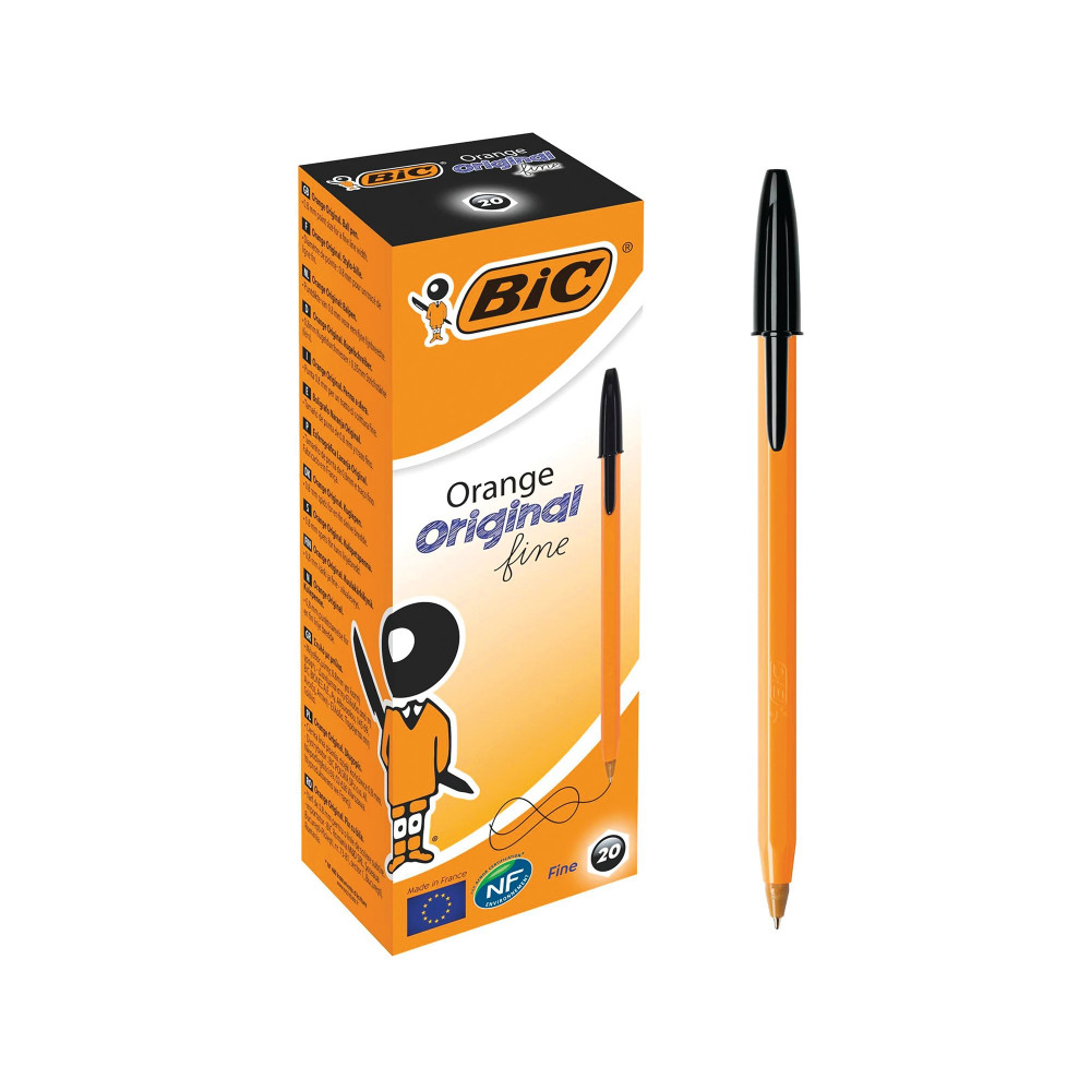 BIC ORANGE FINE BPOINT PEN BLK PK20