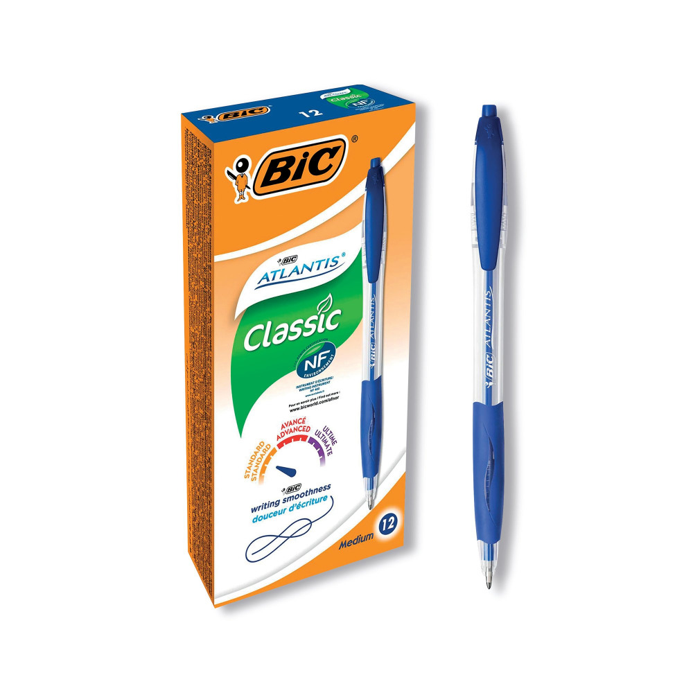 BIC RETRACTABLE BALL PEN BLUE PK12