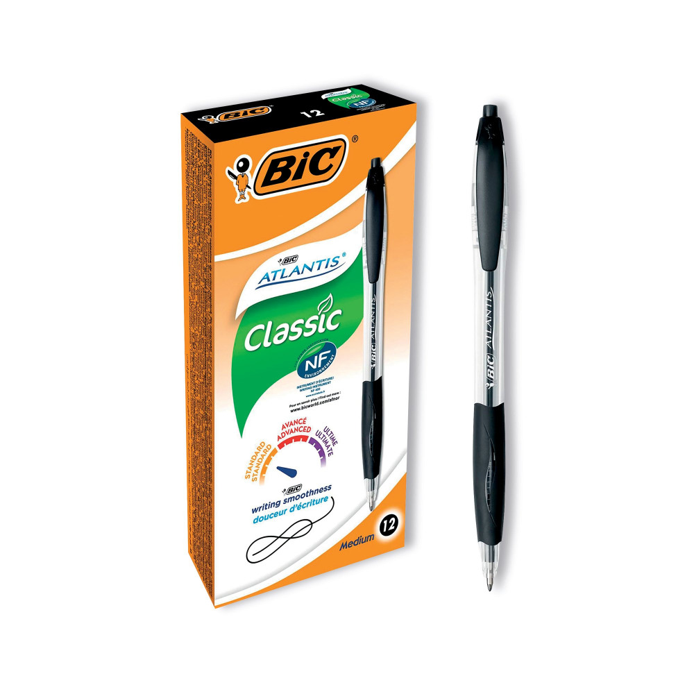 BIC RETRACTABLE BALL PEN BLACK BX 12