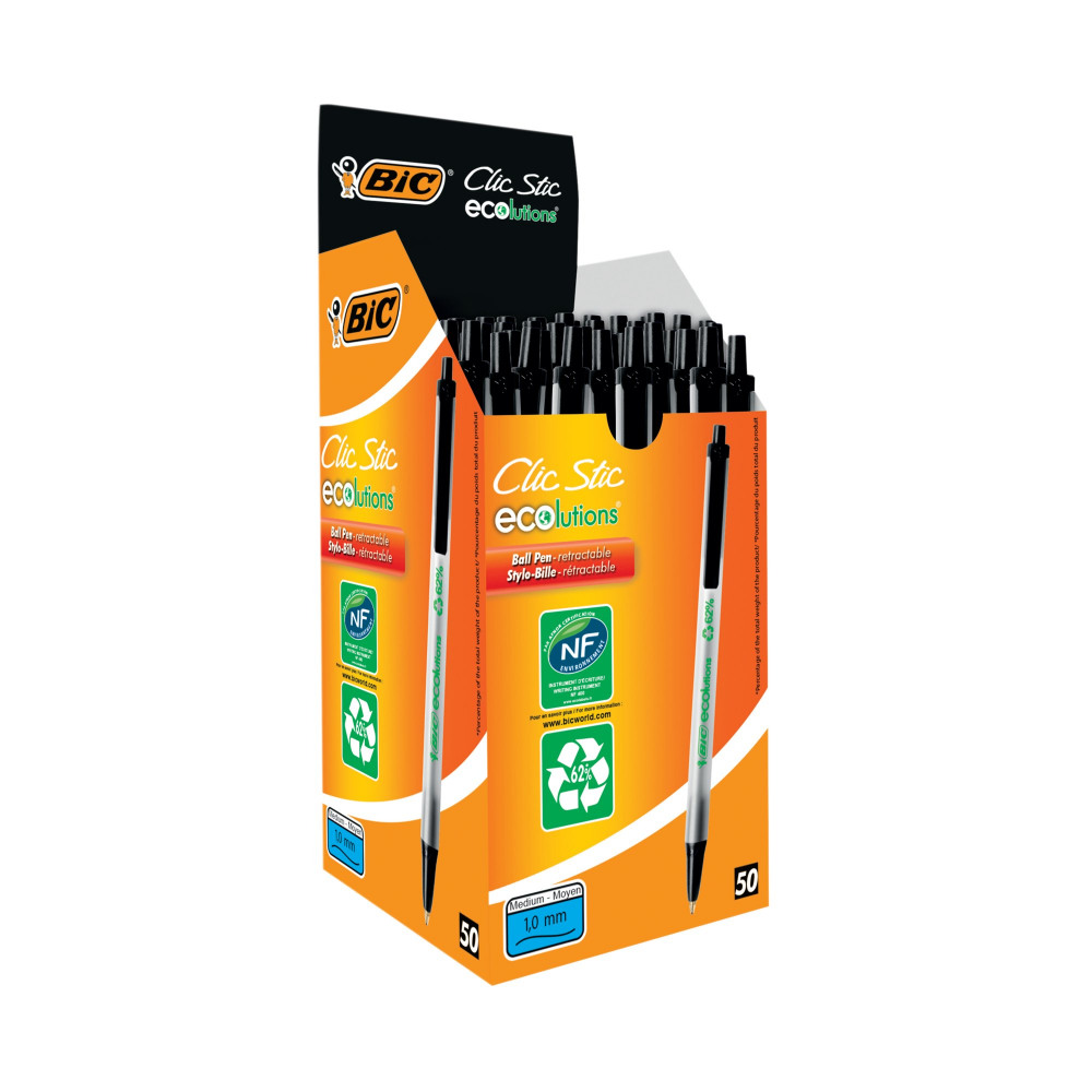 BIC ECOLUTIONS CLIC STICK BLACK PK50