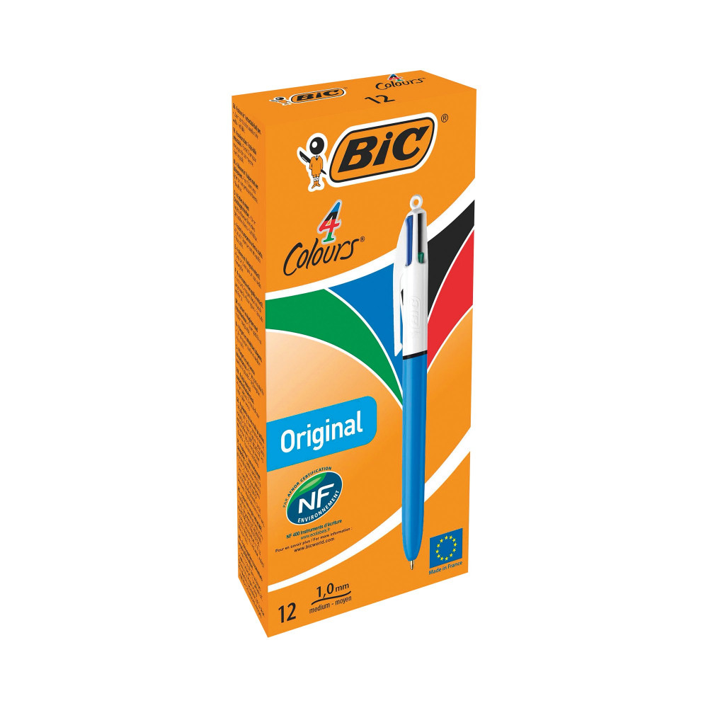 BIC 4 COLOURS RETRACT BALL PEN PK12