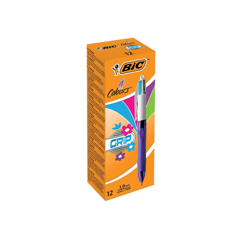 BIC 4 COLOUR FASHION GRIP PEN PK12