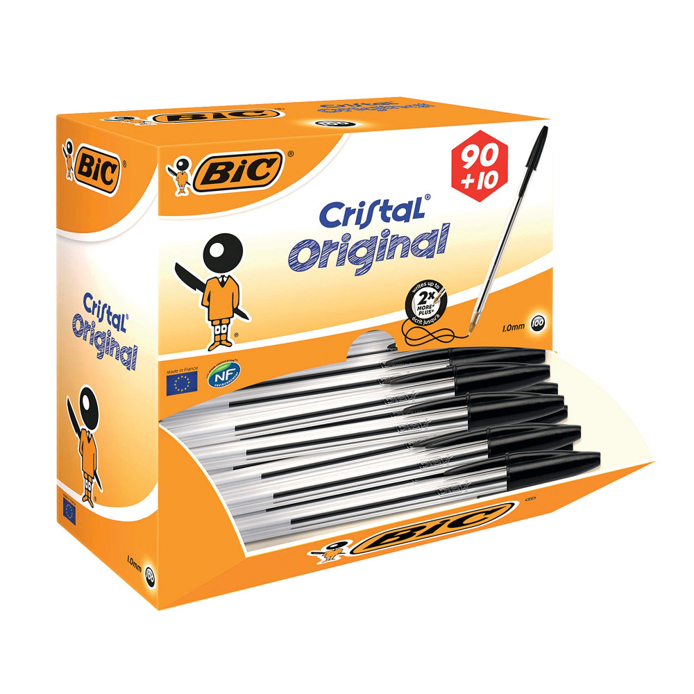 BIC CRISTAL BALL PEN MED BLK PK100