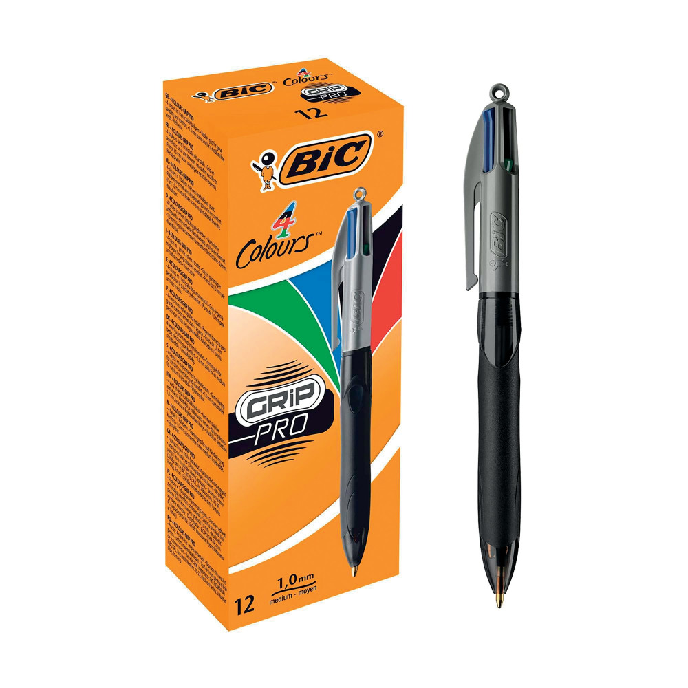 BIC 4 COLOURS GRIP PRO BALL PEN PK12