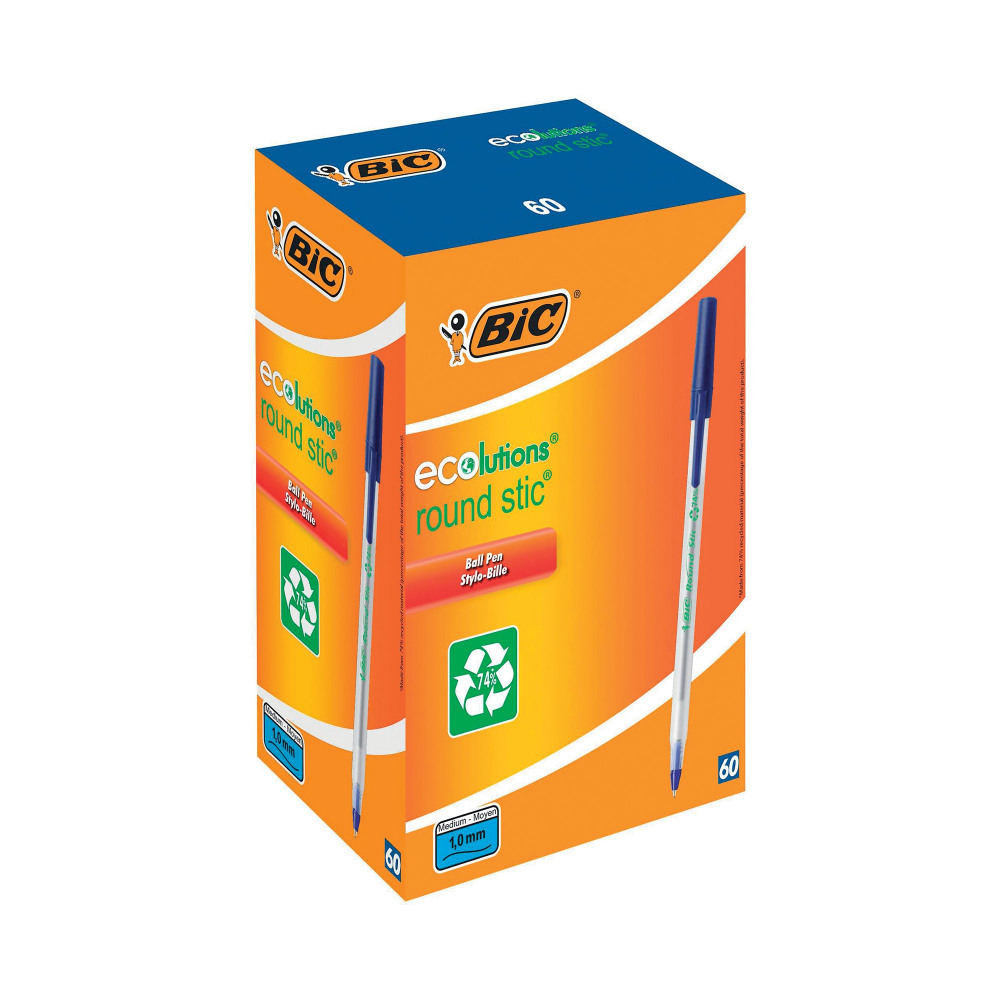 BIC ECOLUTIONS BALLPOINT BLUE PK60