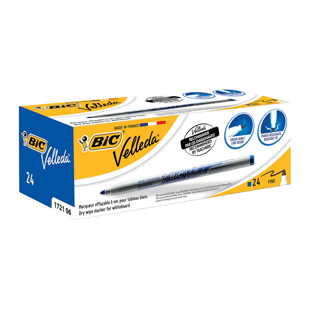 BIC VELLEDA MARKER 1721 BLUE PK24