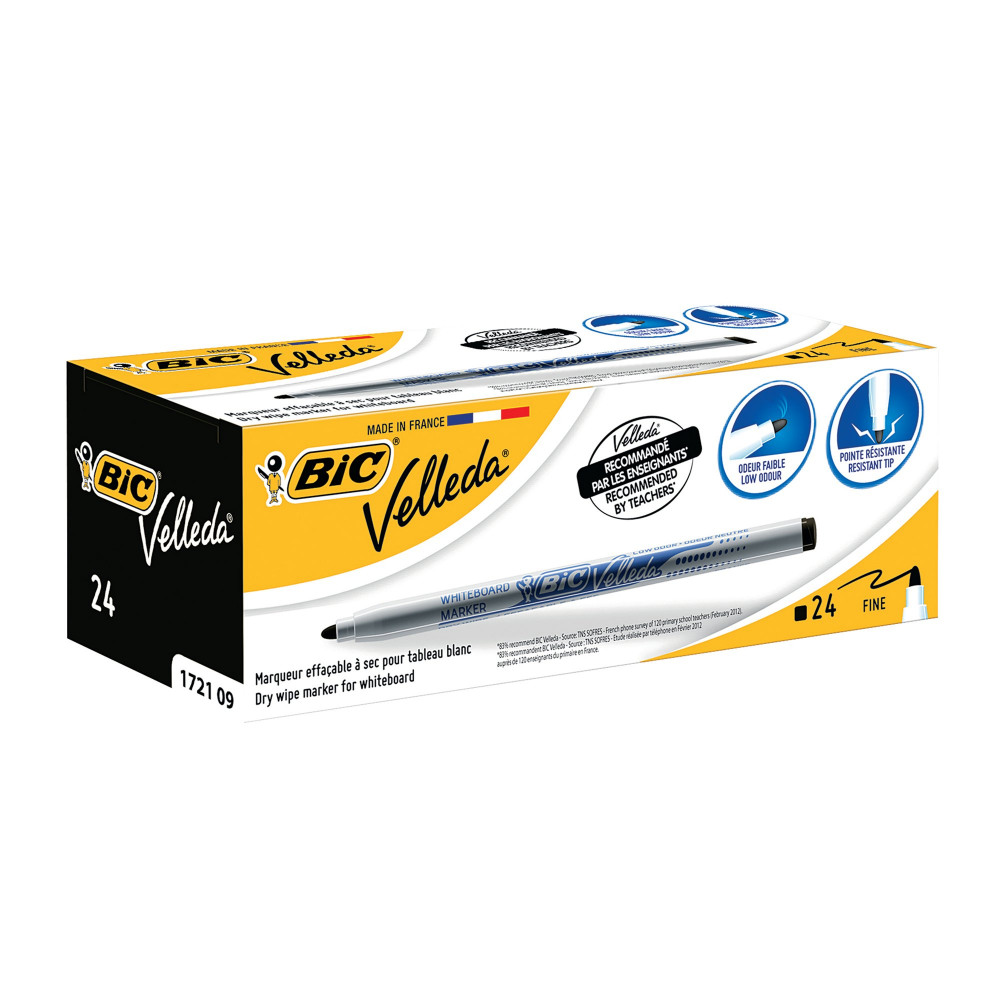 BIC VELLEDA MARKER 1721 BLK PK24
