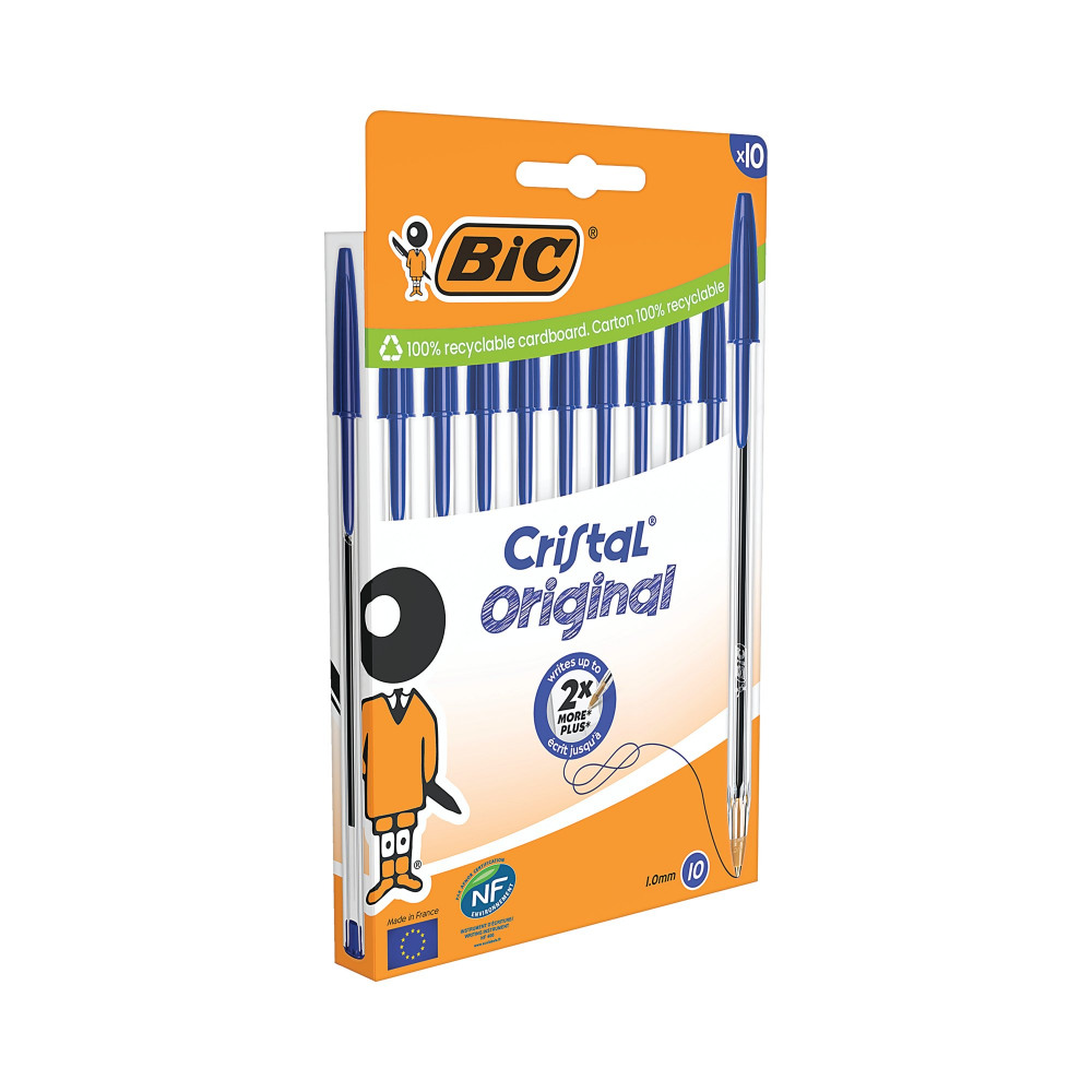 BIC CRISTAL BALL PEN MED BLU PK10