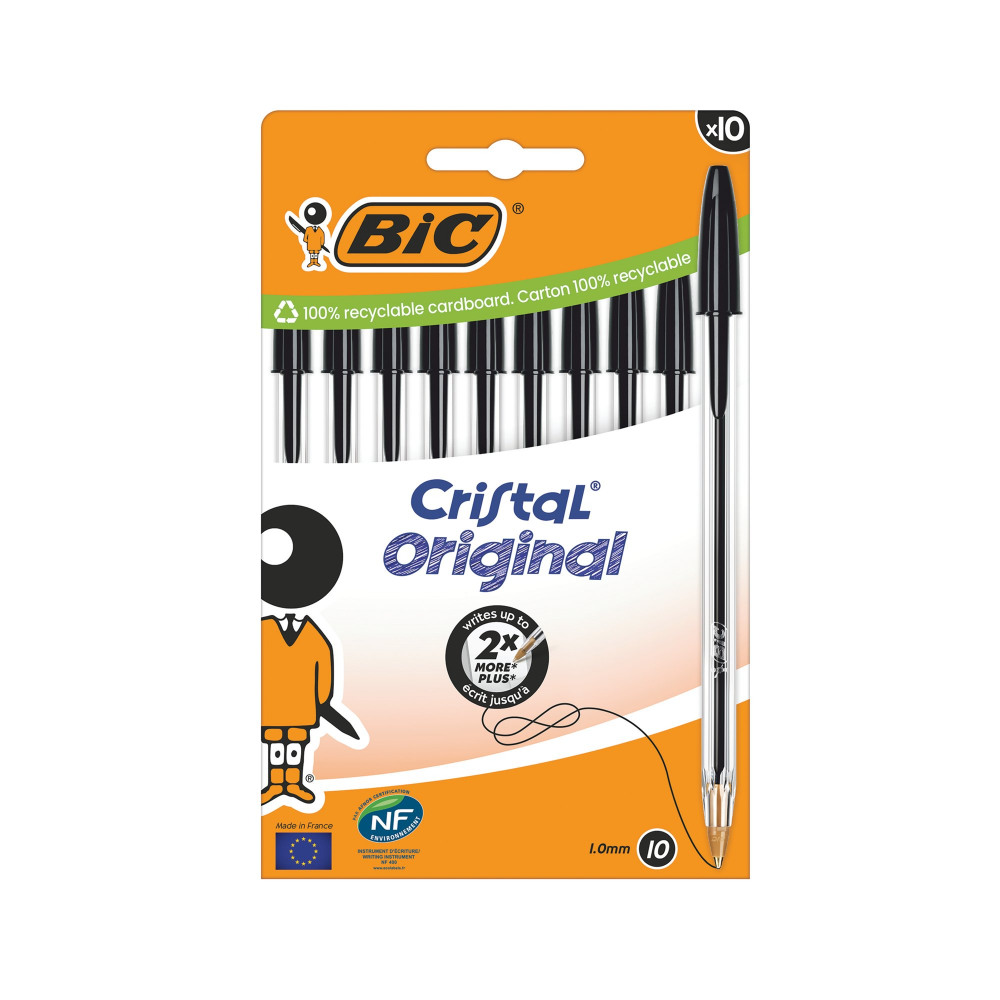 BIC CRISTAL BALL PEN MED BLK PK10