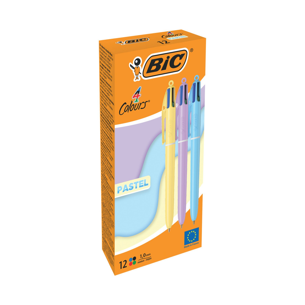 BIC 4 COLOURS BALLPOINT PASTEL PK12