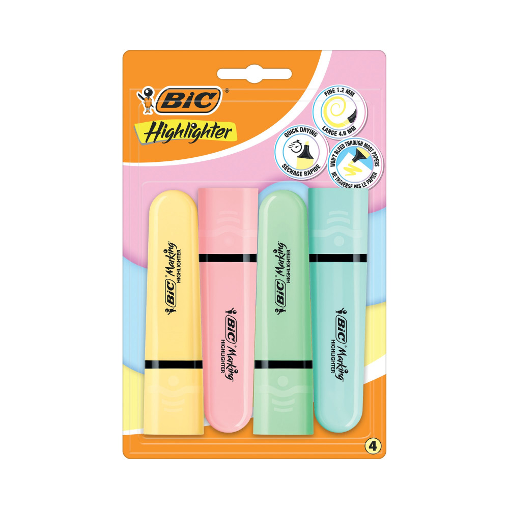 BIC TANK HIGHLIGHTERS PASTEL PK4