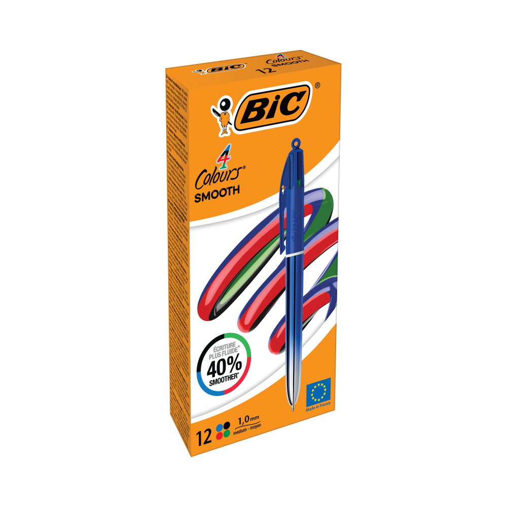 BIC 4 COLOURS PRO BALLPOINT BLU PK12
