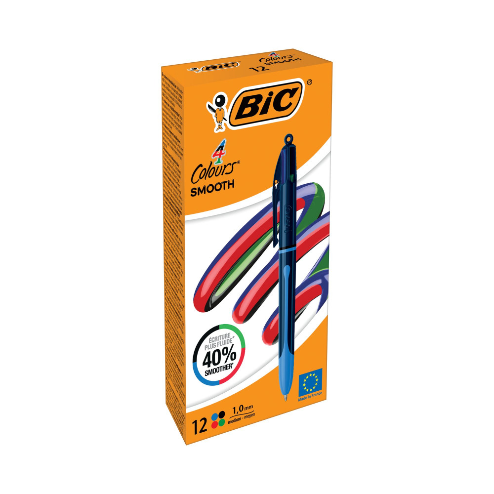 BIC 4 COLOURS PRO BALLPOINT BLK PK12