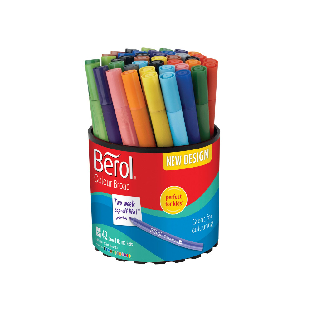 BEROL COLOUR BROAD PEN AST WB PK42