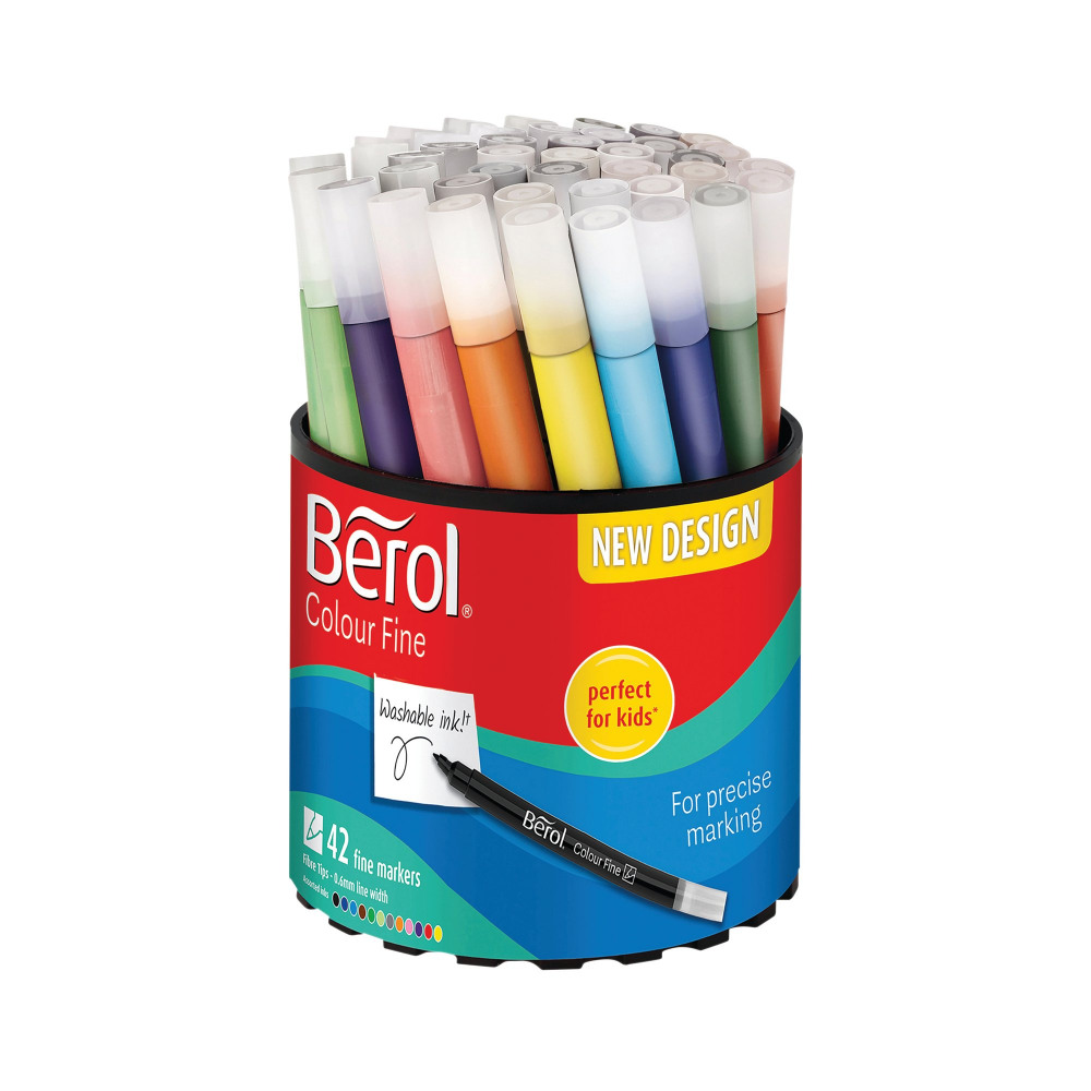 BEROL COLOUR FINE PEN TUB AST PK42