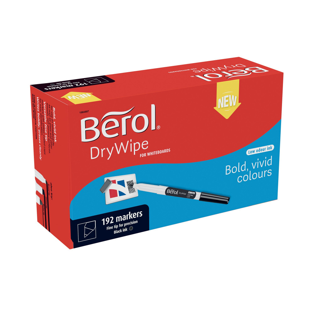 BEROL D/WIPE FINE MARKER BLK PK192