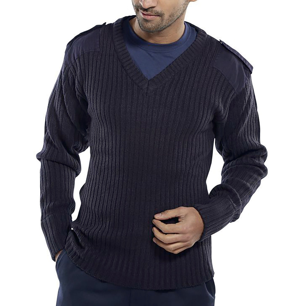 ACRYLIC MOD V-NECK SWEATER BLACK 2XL