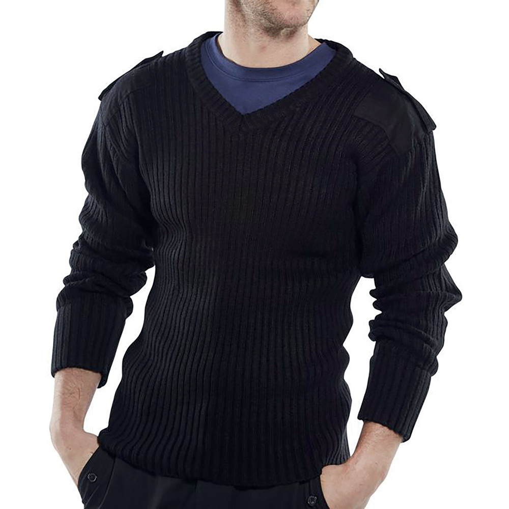 ACRYLIC MOD V-NECK SWEATER BLACK 3XL