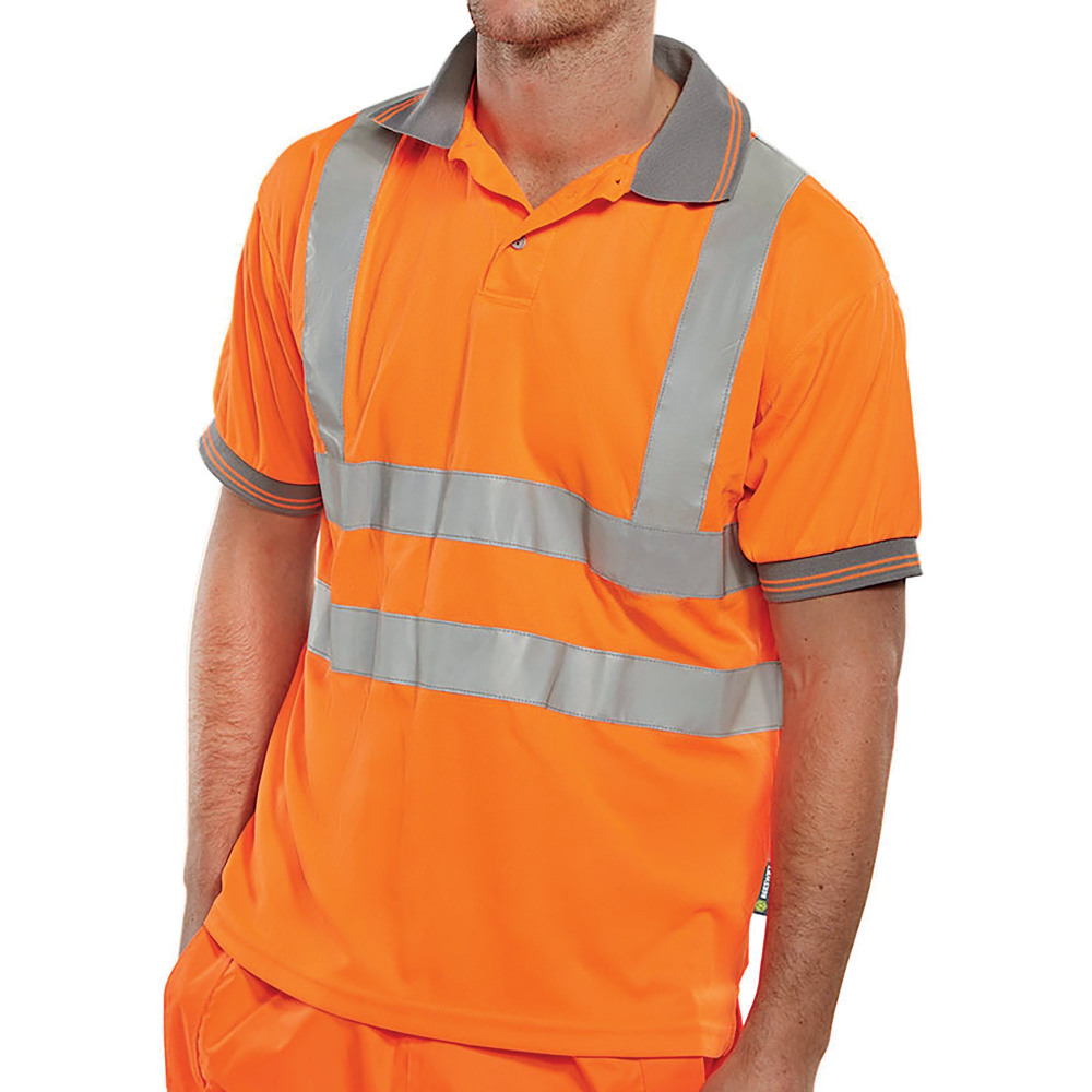 HI VIS POLO SHIRT SHT SLE ORANGE 3XL