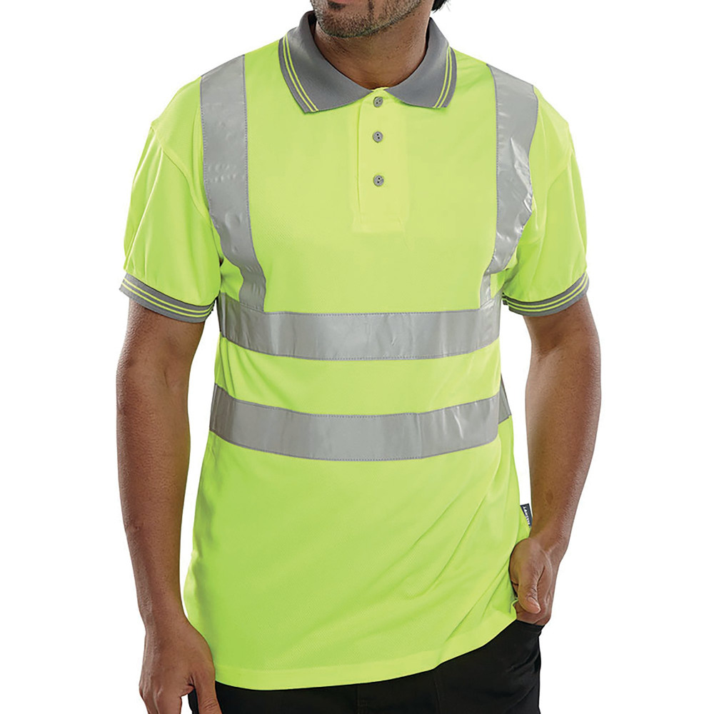 HI VIS POLOSHIRT SHT SLE SYELLOW M